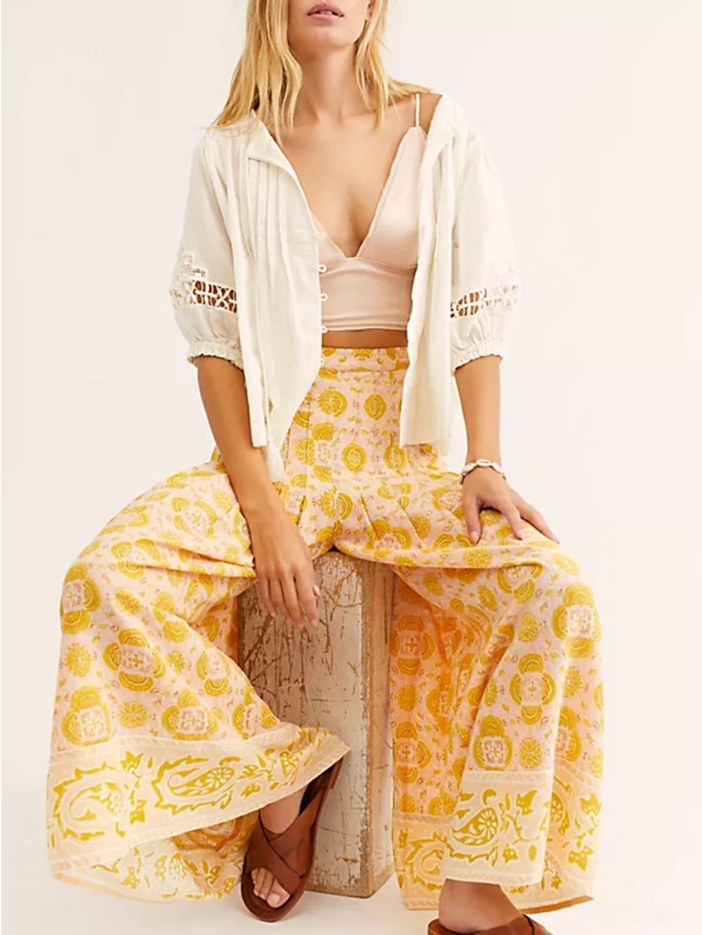 Free People run river wide leg pants sz S